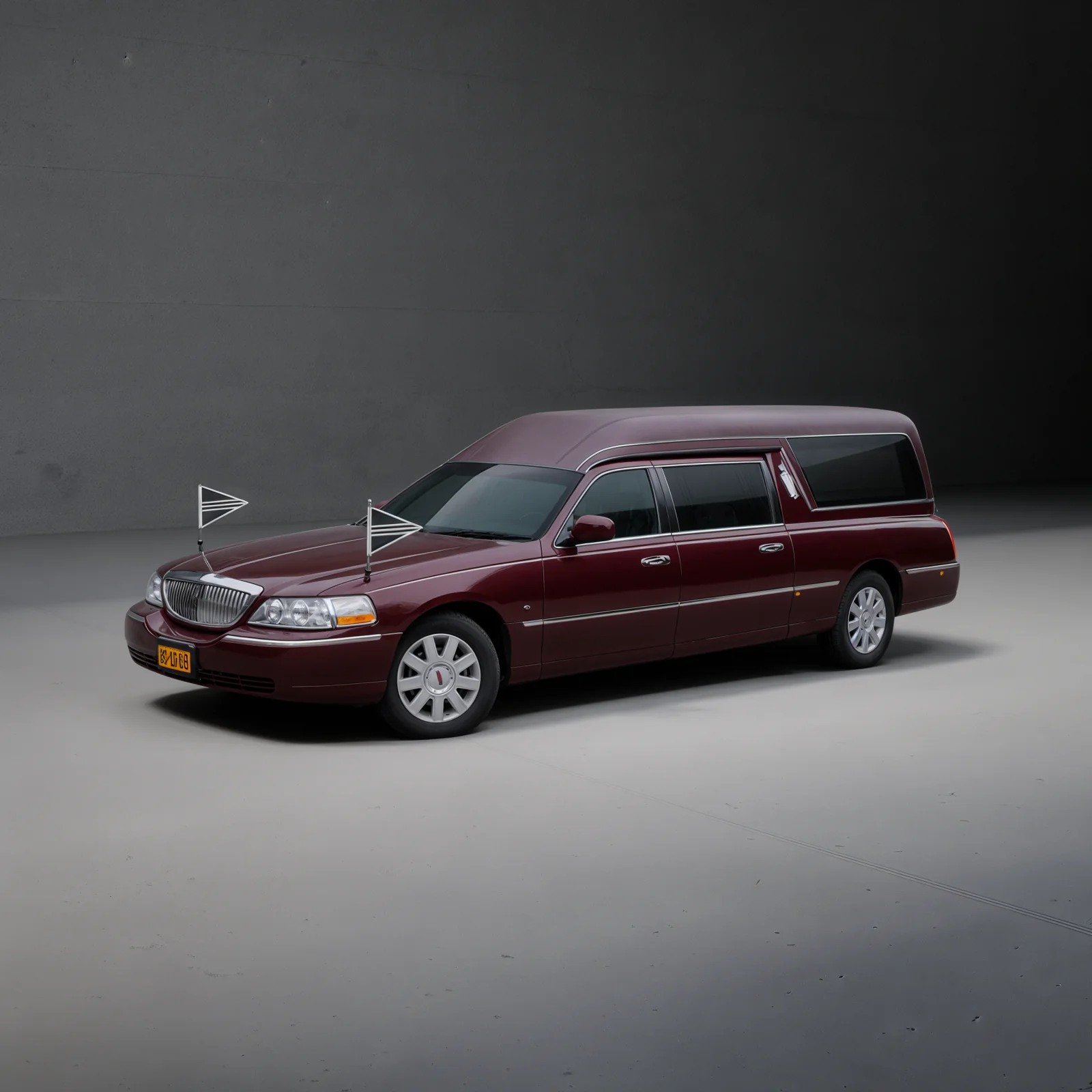 Bordeauxrode Lincoln rouwauto