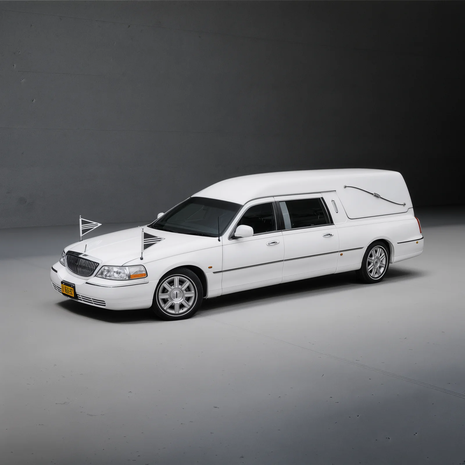 Witte Lincoln rouwauto